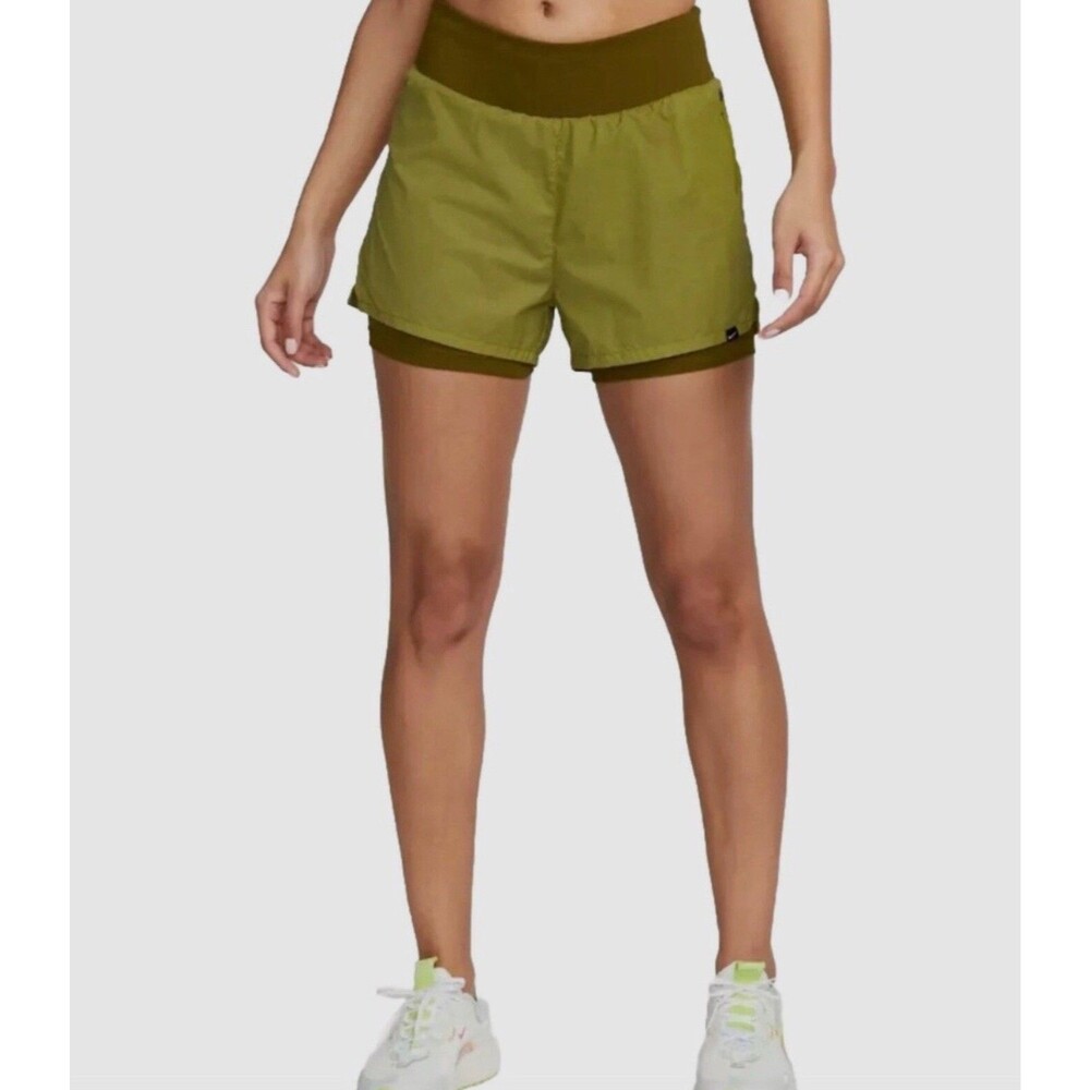 Nike Run Division Women's XS Mid-Rise 2-in-1 Reflective Shorts Olive  $78